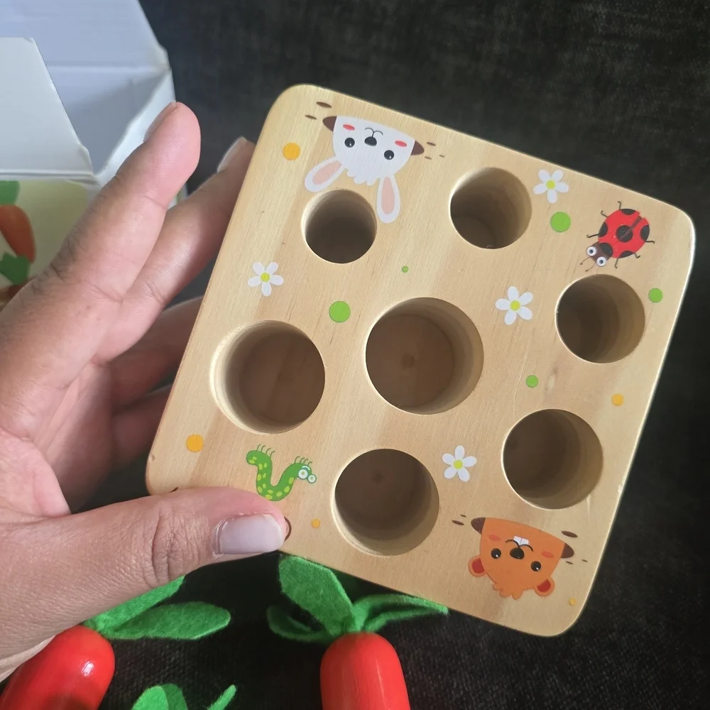 Interactive Wooden Carrot Game for Kids